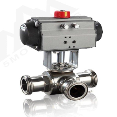 Q685F sanitary stainless steel pneumatic three-way ball valve